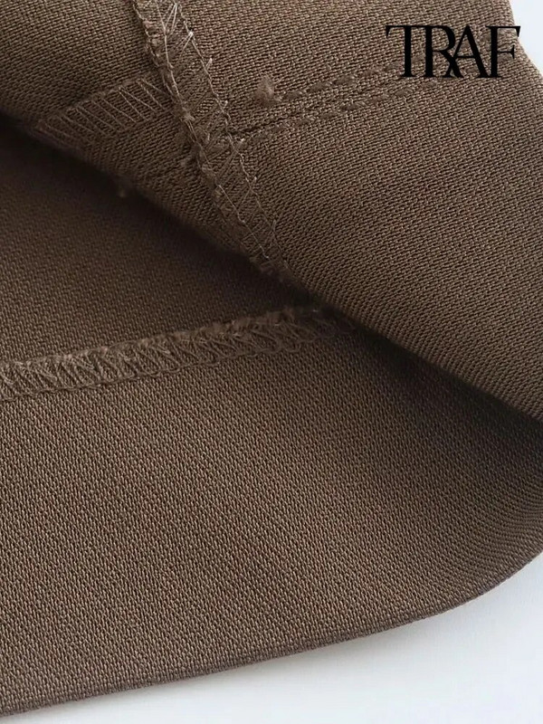 TRAF Ženska moda s džepovima Preveliki blejzer kaput i kratke hlače sa patentnim zatvaračem srednjeg struka Ženski dvodijelni kompleti Mujer