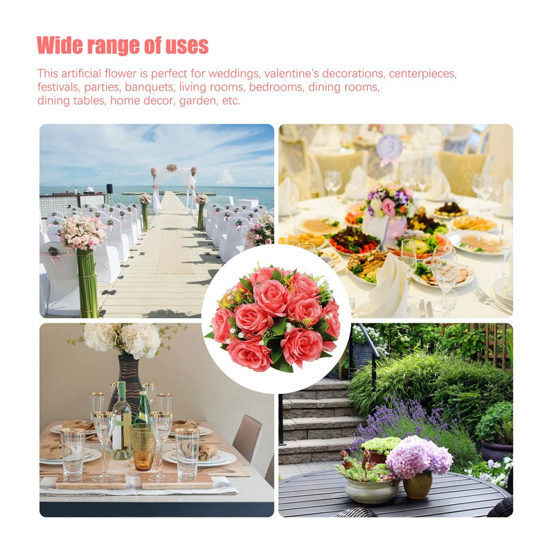 Kuglice od umjetnog cvijeća od ruže od 26 cm Vjenčanje Rimski stup Vodič za ceste Dekoracije Rođendanska zabava Prekrasni središnji buket
