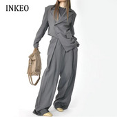 Kiváló minőségű Irregular blézer Rakott nadrág Office lady 2 részes szett Új kollekció Rövid kabátkosztüm Hosszú nadrág INKEO 2O316