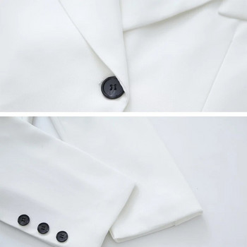 Υψηλής ποιότητας Ακανόνιστο blazer Παντελόνι Πλισέ Office lady 2 Σετ Νέα συλλογή Κοντό σακάκι κοστούμι Μακρύ παντελόνι INKEO 2O316