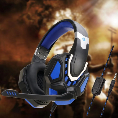 Căști de jocuri cu fir cu lumină LED cu microfon Căști pentru jocuri cu anulare a zgomotului pentru PC, computer, laptop, PS4, PS5, Xbox