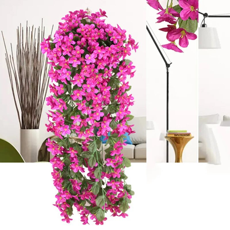 Dirbtinės gėlės Violetinės Pakabinamos Sieninės Netikros gėlės Namų Sodo Lauko Dekoravimo Priedai Orchidėjų Vestuvių Vakarėlio dekoravimo Augalai