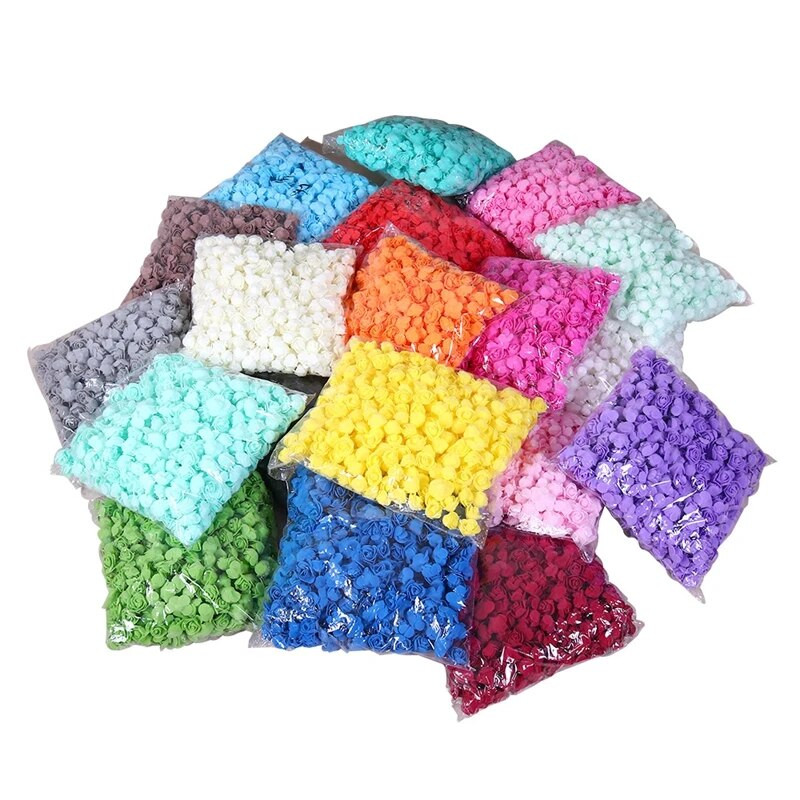 3,5 cm PE rožių dirbtinės gėlių galvutės 200/100 vnt netikrų rožių žiedas vestuvių dekoravimui Namų gėlių kompozicijos vainiko dekoras