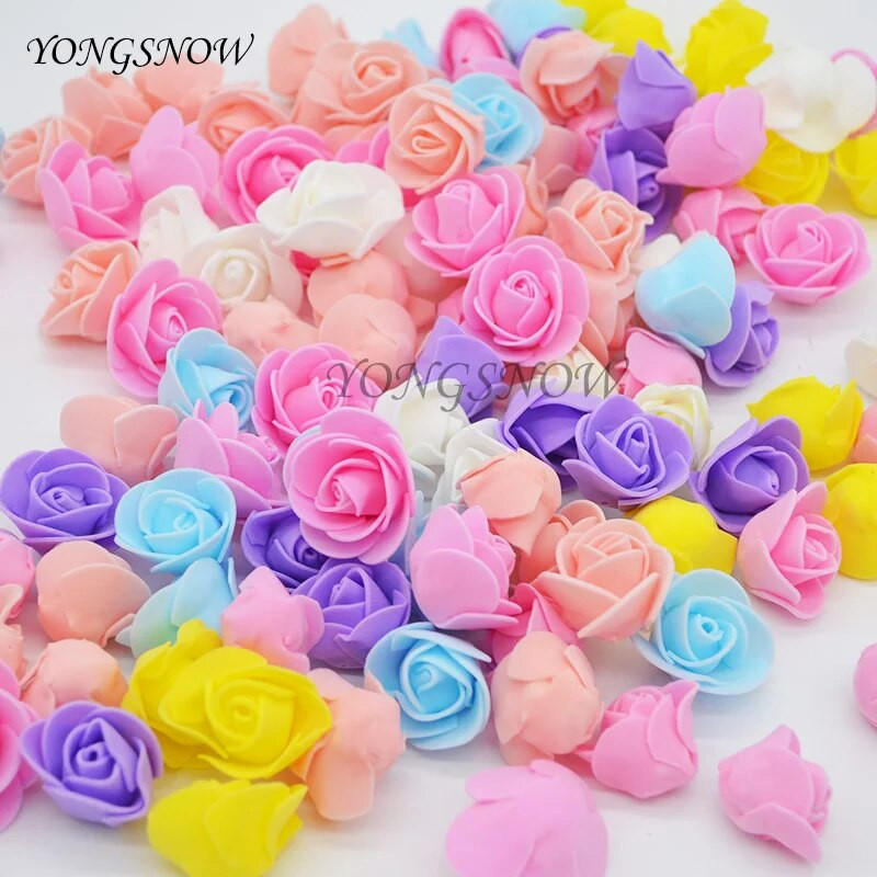 3,5 cm PE rožių dirbtinės gėlių galvutės 200/100 vnt netikrų rožių žiedas vestuvių dekoravimui Namų gėlių kompozicijos vainiko dekoras