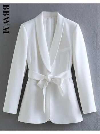 Γυναικεία νέα μόδα 2023 με ζώνη Vintage μακρυμάνικο λεπτό παλτό σακάκι + ίσιο ψηλόμεσο παντελόνι Μασίφ επαγγελματικό σετ ρούχων γραφείου