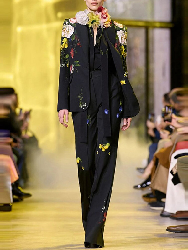 Mada margintas vieno mygtuko švarkelio kelnių rinkinys, dviejų dalių komplektas Biuro dėvėjimas vienų sagų platėjančių kelnių švarkelis + kelnių komplektas