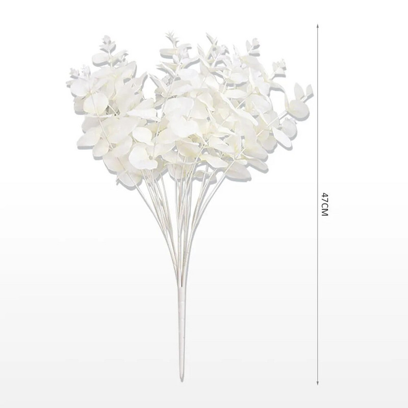 1 KOM bijelog lišća eukaliptusa, svileni aranžman od umjetnog cvijeća, buket biljaka, vijenca od lažnog lišća, ukrasi za dom, uradi sam