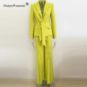 Pantaloni de birou la modă proiectați în mozaic Pantaloni blazer uni Costum formal Femeie 2022