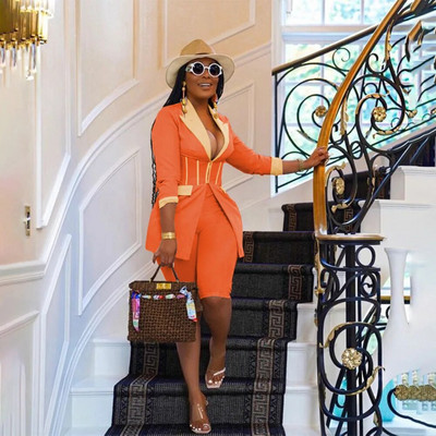 CM.YAYA Elegantna odijela za žene Korzet, blejzer i hlače s tajicama u kombinaciji s dva 2 dijela Odjevna kombinacija Ulična odjeća Ženska trenirka