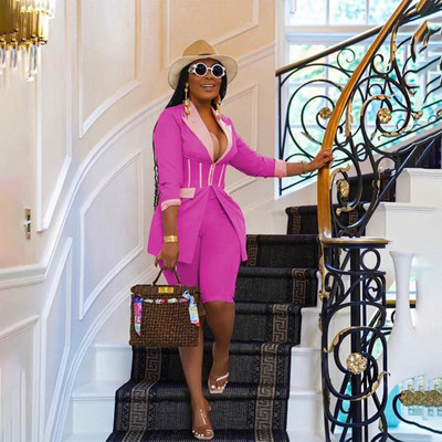 CM.YAYA Elegantna odijela za žene Korzet, blejzer i hlače s tajicama u kombinaciji s dva 2 dijela Odjevna kombinacija Ulična odjeća Ženska trenirka