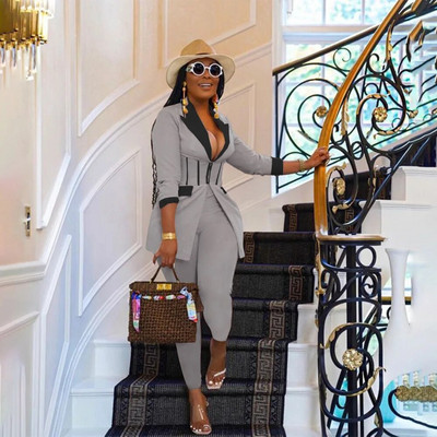 CM.YAYA Elegantna odijela za žene Korzet, blejzer i hlače s tajicama u kombinaciji s dva 2 dijela Odjevna kombinacija Ulična odjeća Ženska trenirka