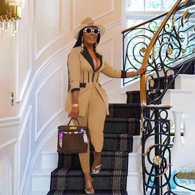 CM.YAYA Elegantna odijela za žene Korzet, blejzer i hlače s tajicama u kombinaciji s dva 2 dijela Odjevna kombinacija Ulična odjeća Ženska trenirka