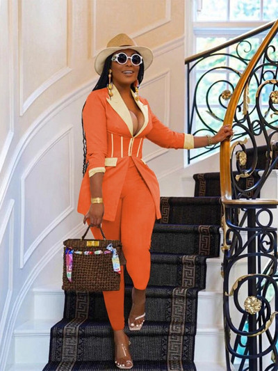 CM.YAYA Elegantna odijela za žene Korzet, blejzer i hlače s tajicama u kombinaciji s dva 2 dijela Odjevna kombinacija Ulična odjeća Ženska trenirka