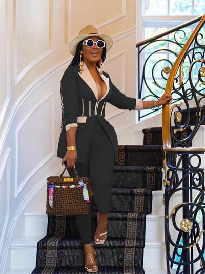 CM.YAYA Elegantna odijela za žene Korzet, blejzer i hlače s tajicama u kombinaciji s dva 2 dijela Odjevna kombinacija Ulična odjeća Ženska trenirka