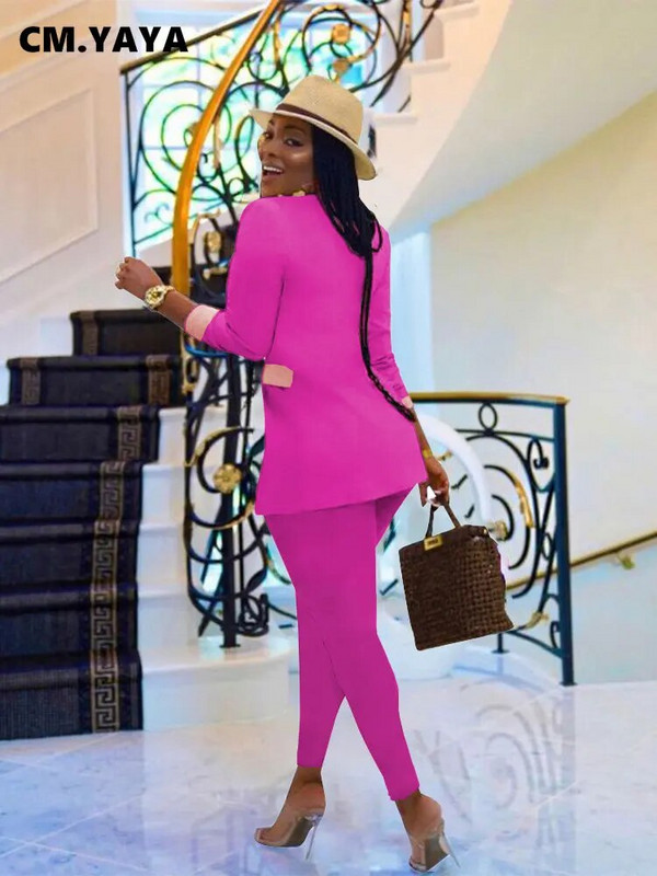 CM.YAYA Elegantna odijela za žene Korzet, blejzer i hlače s tajicama u kombinaciji s dva 2 dijela Odjevna kombinacija Ulična odjeća Ženska trenirka