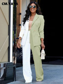 CMYAYA Elegantni patchwork ženski komplet hlača i blejzera dugih rukava, odgovarajući komplet, modna dvodijelna trenirka, komplet odjeće za 2022.