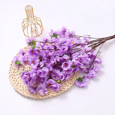 Ramuri de flori artificiale de flori de cireș, buchet de primăvară de mătase de flori de piersici tulpini de flori false pentru decorarea casei de nuntă