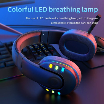 Цветна светодиодна лампа Слушалки за игри с кабел E-Sports Светещи леки слушалки Компютърни слушалки за компютър/Iphone Usb с микрофон