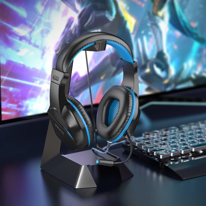 BOROFONE spēļu austiņas virs galvas austiņas ar mikrofonu datoram klēpjdatora spēļu austiņas datoram PS4 Xbox