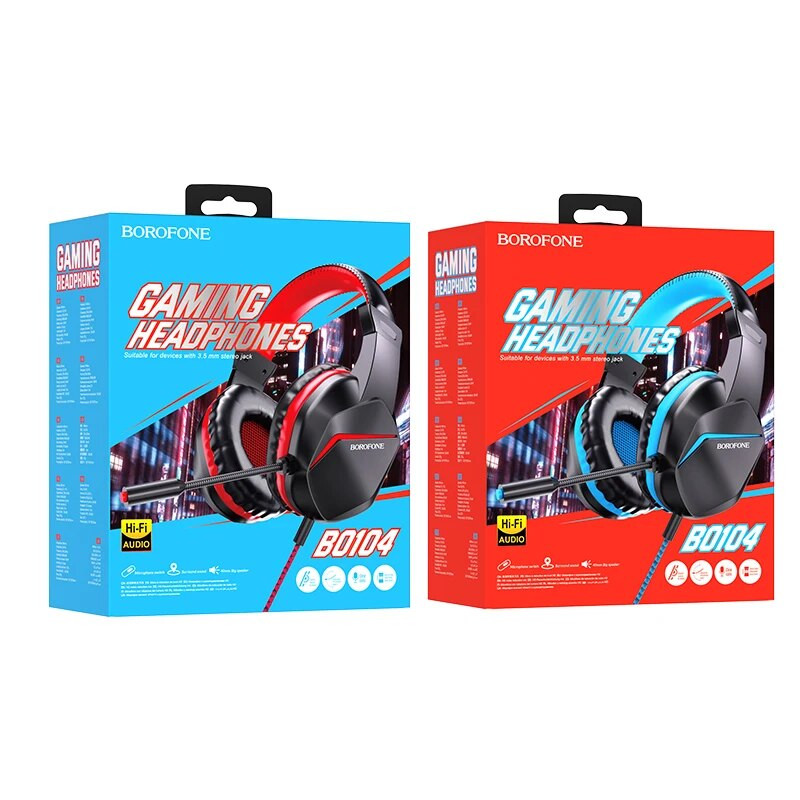 BOROFONE spēļu austiņas virs galvas austiņas ar mikrofonu datoram klēpjdatora spēļu austiņas datoram PS4 Xbox