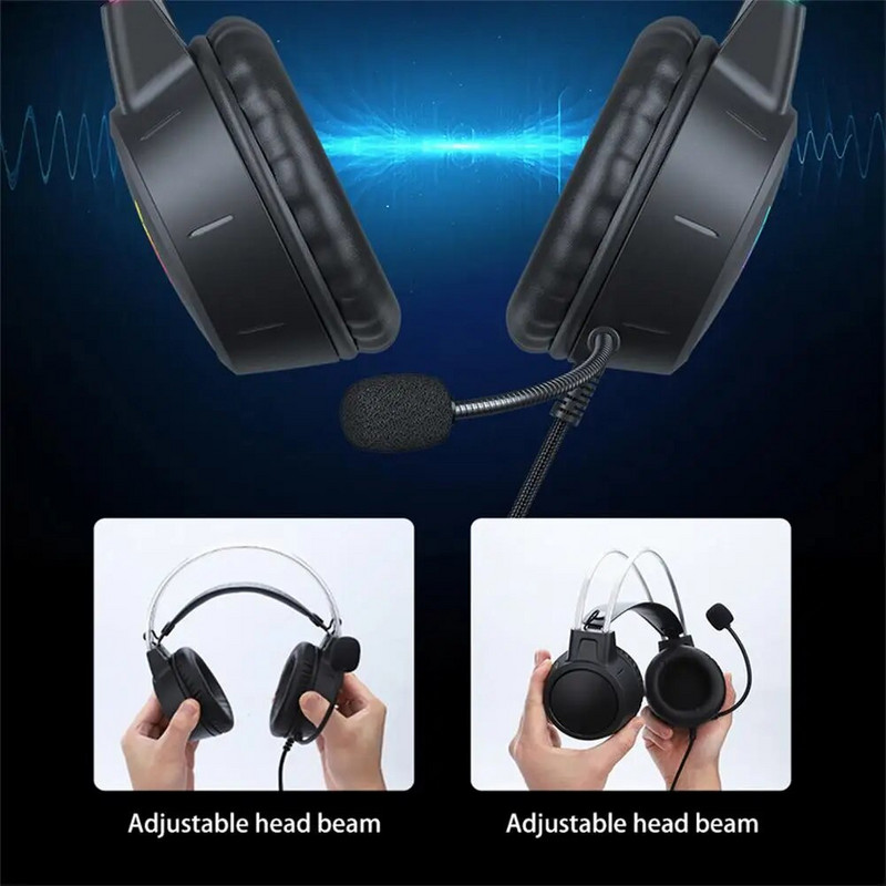 X15 Pro žičane slušalice s RGB prednjim snopom Fleksibilni mikrofon 3,5 mm Kontrola gumba Gaming Headset Gamer za Compute PC Drop shipping