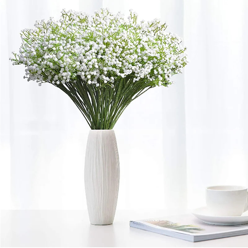 1/3/5 kom 52 cm Bijelo Umjetno cvijeće za dječji dah Gypsophila DIY buket za vjenčanje Dekoracija doma Plastično lažno cvijeće