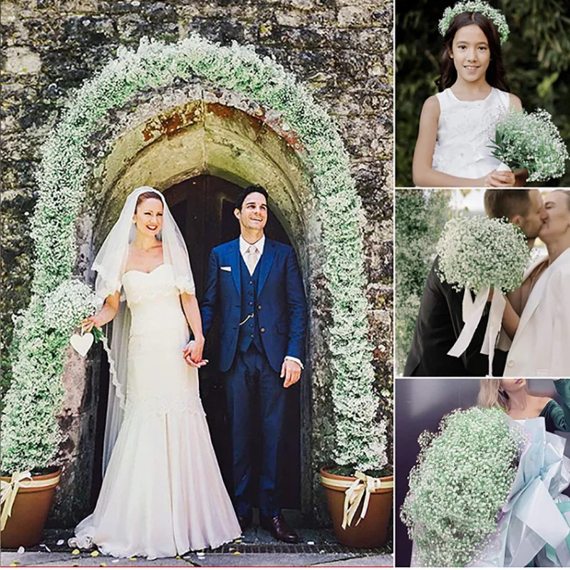 1/3/5 kom 52 cm Bijelo Umjetno cvijeće za dječji dah Gypsophila DIY buket za vjenčanje Dekoracija doma Plastično lažno cvijeće