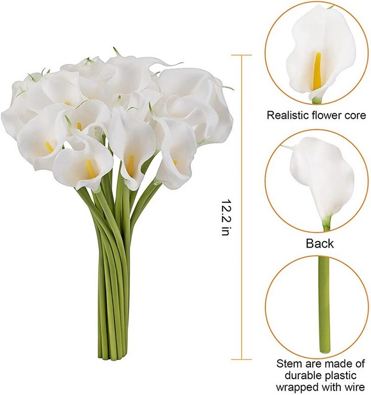 5/10/15/20Pcs Real Touch Calla Lily Umjetno cvijeće Buket Calla Lily za vjenčani buket Svadbeni kućni cvjetni ukras