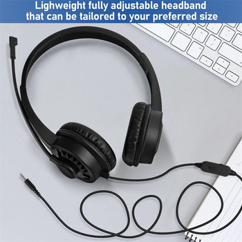 Ενσύρματα ακουστικά με μικρόφωνο για υπολογιστή Ακουστικά PS4 Xbox Gaming Μουσική Ακουστικά Υπολογιστή 3,5 mm On-Ear Call Center Traffic Office Headset