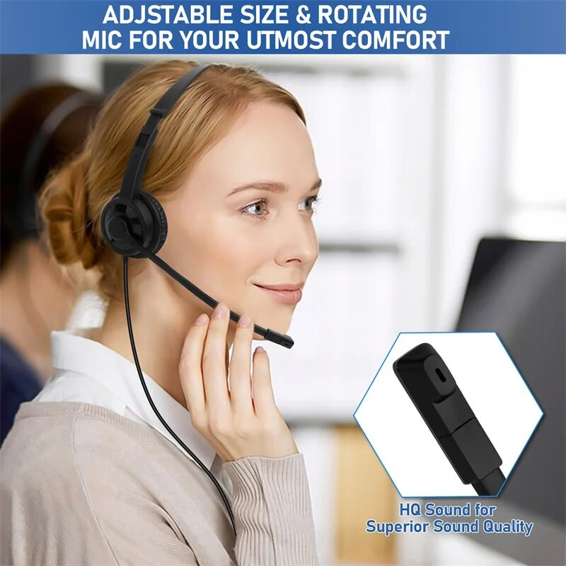 Žičane slušalice s mikrofonom za PC PS4 Xbox Gaming Glazbene slušalice Računalo 3,5 mm na uho Call Center Traffic Office slušalice