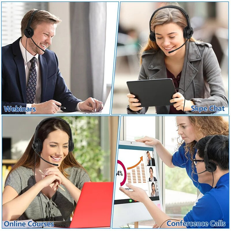 Žičane slušalice s mikrofonom za PC PS4 Xbox Gaming Glazbene slušalice Računalo 3,5 mm na uho Call Center Traffic Office slušalice