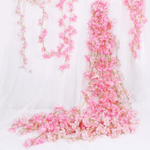 180CM Umjetni cvijet Trešnjin cvijet Vinova loza Viseći na zidu Lažni cvjetni ukrasi Svadbeni pribor Vijenac od ratana Uređenje doma Ružičasto