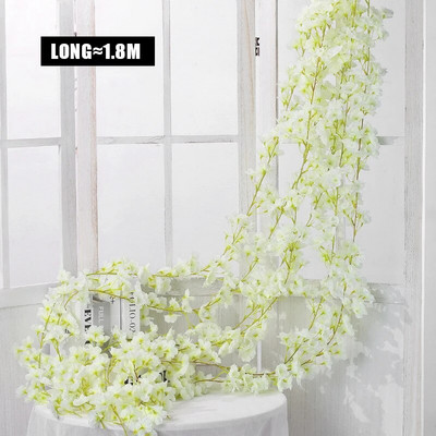 180CM Umjetni cvijet Trešnjin cvijet Vinova loza Viseći na zidu Lažni cvjetni ukrasi Svadbeni pribor Vijenac od ratana Uređenje doma Ružičasto