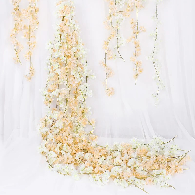 180CM Umjetni cvijet Trešnjin cvijet Vinova loza Viseći na zidu Lažni cvjetni ukrasi Svadbeni pribor Vijenac od ratana Uređenje doma Ružičasto