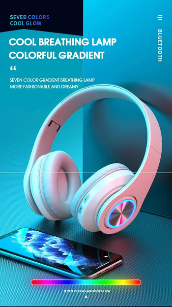 Bluetooth-съвместими 5.0 слушалки B39 Безжични сгъваеми музикални слушалки Поддръжка на SD карта Игрален компютър Светещи спортни слушалки
