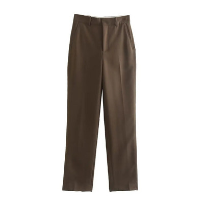 TELLHONEY Ženski modni komplet sakoa s jednim gumbom i džepovima, ženski vintage hlače s prednjim patentnim zatvaračem, široko poslovno dvodijelno odijelo