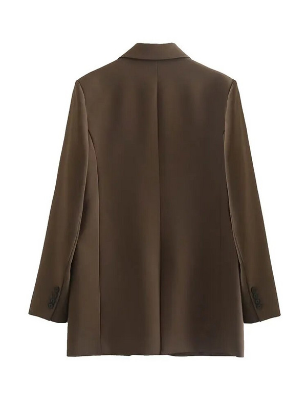 TELLHONEY Ženski modni komplet sakoa s jednim gumbom i džepovima, ženski vintage hlače s prednjim patentnim zatvaračem, široko poslovno dvodijelno odijelo