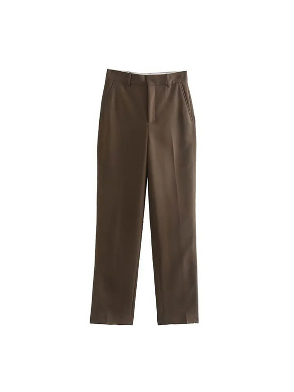 TELLHONEY Ženski modni komplet sakoa s jednim gumbom i džepovima, ženski vintage hlače s prednjim patentnim zatvaračem, široko poslovno dvodijelno odijelo