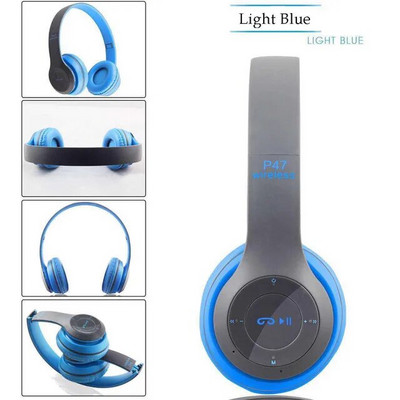 9D HIFI stereo P47 austiņas bluetooth austiņas austiņas salokāmas mobilais tālrunis dators bezvadu Bluetooth austiņas atbalsts SD karte