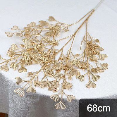 Zlatne umjetne biljke Božikovina Ginko List eukaliptusa Lažno cvijeće Ukrasi za vjenčanje Kućna soba Dekoracija stola Nova godina 2023.