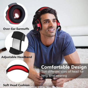 V-4 стерео слушалки за игри, шумопотискащи слушалки с микрофон, LED светлина, бас съраунд за игра на компютър/компютър/лаптоп