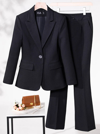 Γυναικείο κοστούμι παντελόνι Μωβ Μπλε Κόκκινο Μαύρο μακρυμάνικο μπλέιζερ και παντελόνι Επίσημο γραφείο Γυναικεία επαγγελματικά ρούχα σετ 2 τεμαχίων