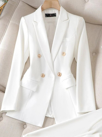 Casual λευκό κοστούμι γυναικεία άνοιξη φθινόπωρο Νέο σετ δύο τεμαχίων Μικρό μπλέιζερ Επαγγελματικά χειμωνιάτικα σετ δύο τεμαχίων Γυναικεία ρούχα