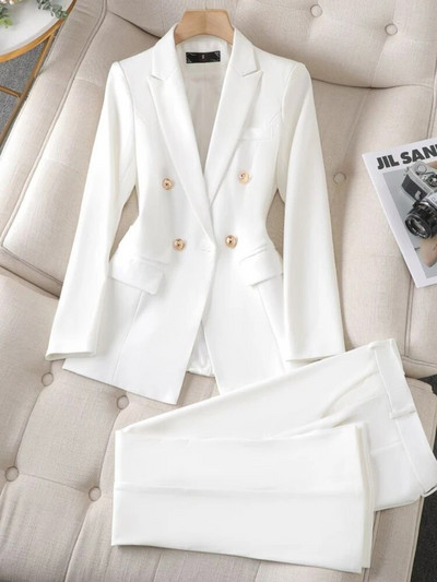 Ležerno bijelo odijelo Žensko proljeće jesen Novi dvodijelni set Mali blejzer Radna odjeća Svečani zimski dvodijelni kompleti Ženska odjeća