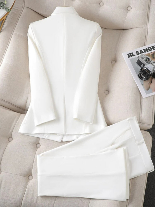 Ležerno bijelo odijelo Žensko proljeće jesen Novi dvodijelni set Mali blejzer Radna odjeća Svečani zimski dvodijelni kompleti Ženska odjeća