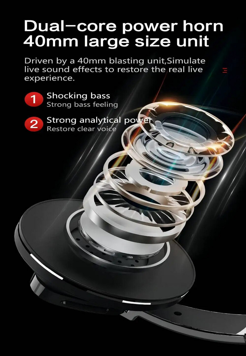 Sklopive prijenosne bežične Bluetooth slušalice s jakim basom, stereo, super dug vijek trajanja baterije, prikladne za računalo, mobilni telefon, iPad