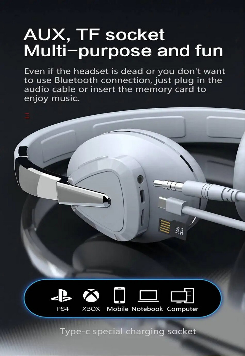 Sklopive prijenosne bežične Bluetooth slušalice s jakim basom, stereo, super dug vijek trajanja baterije, prikladne za računalo, mobilni telefon, iPad