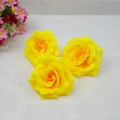 10PCS/Lot 10CM srebrne i zlatne umjetne ruže, svilene cvjetne glavice, ukrasno cvijeće za svatove, banketne dekoracije, mogu se miješati