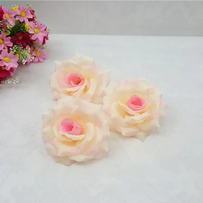 10PCS/Lot 10CM srebrne i zlatne umjetne ruže, svilene cvjetne glavice, ukrasno cvijeće za svatove, banketne dekoracije, mogu se miješati