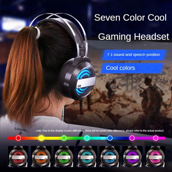 Нови слушалки Настолни слушалки Микрофон USB кабел за настолен компютър Преносим компютър с USB светлина LED монтирани на главата слушалки за игри